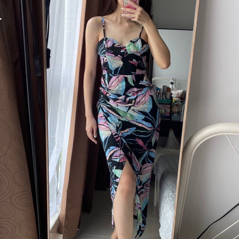 ZARA LINEN BLEND CORSET STYLE DRESS